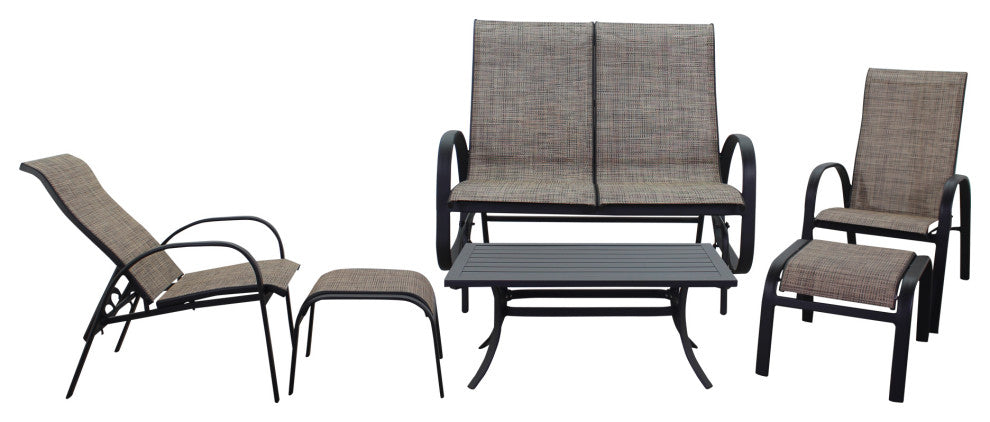 Courtyard Casual Santa Fe 6-Piece Loveseat Glider Set, Reclining Chairs, Java