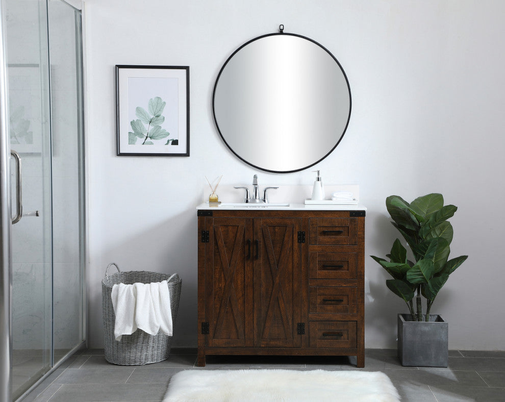 Home Living 36" Single Bathroom Vanity, Espresso With Backsplash