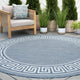 Giovanna Transitional Greek Key Blue/Cream Round Indoor/Outdoor Area Rug, 8'
