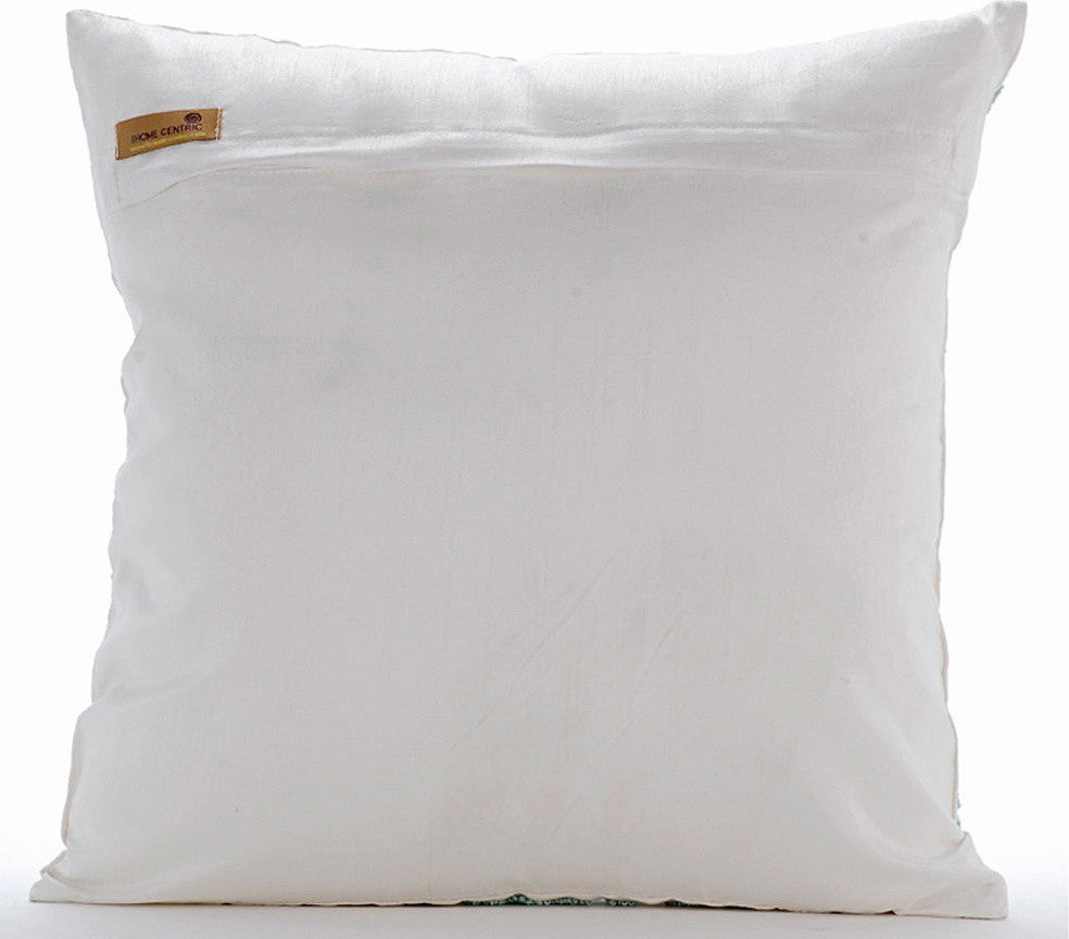 Blue Decorative Pillow Covers 24"x24" Silk, Mint Blue Trail