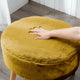 Solid Heavy Faux Fur Oval Ottoman, Lemon Curry