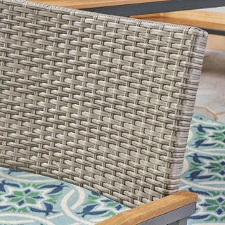 Swarthmore Outdoor Aluminum Dining Chairs With Faux Wood Accents, Gray + Natural Brown, Set of 2