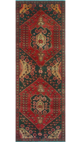 Fine Vintage Distressed Danielys Red/Charcoal Runner, 3'5x9'10