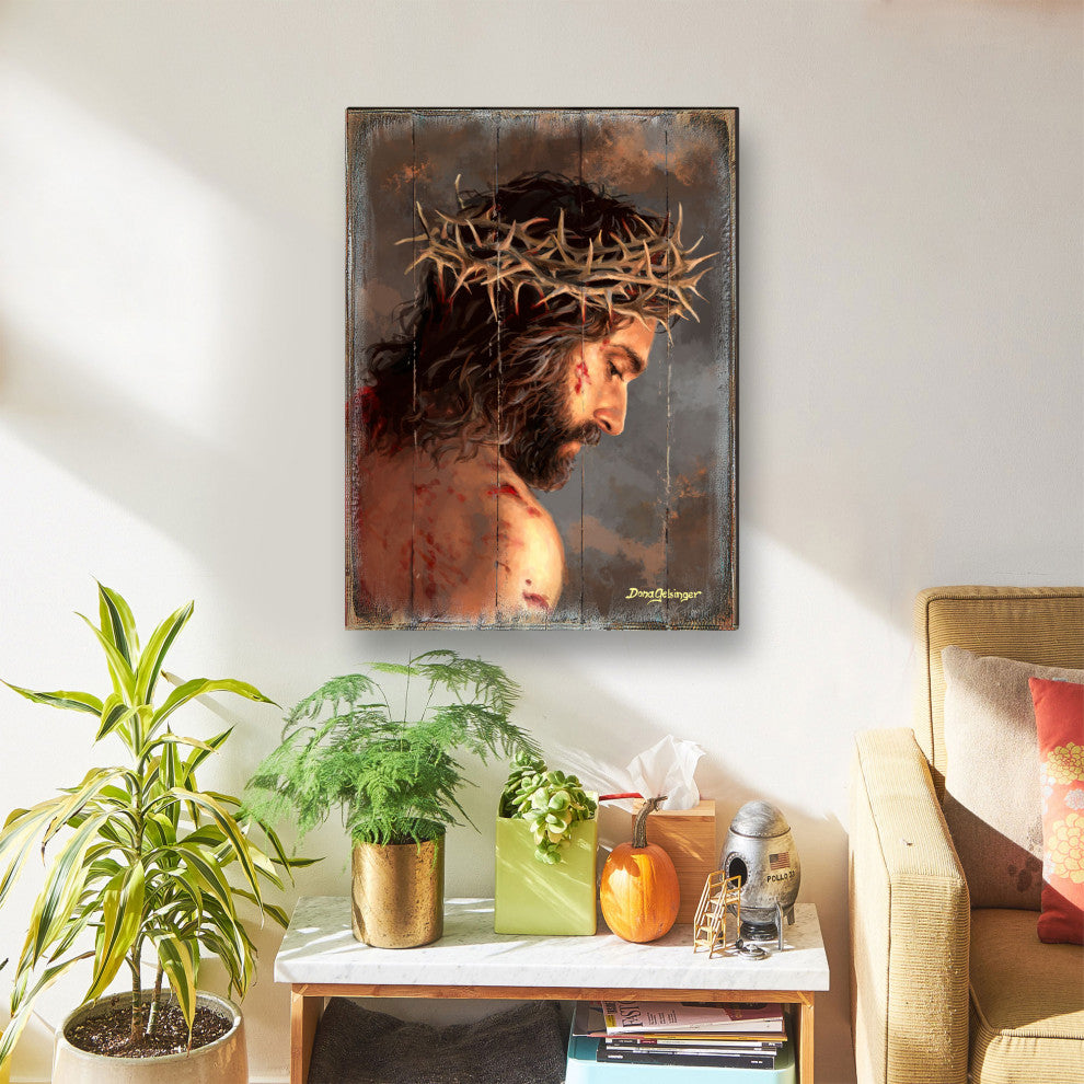 Solemn Night Jesus Wooden Wall Art, Large 24x18