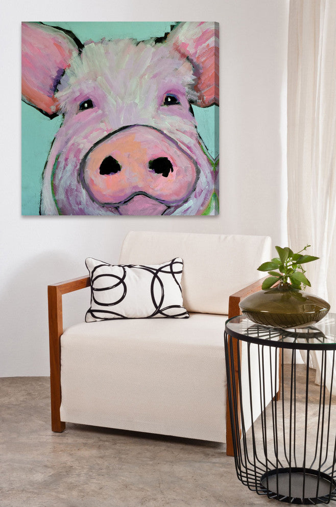 Marmont Hill, "Pink Pig" by Michelle Rivera Painting on Wrapped Canvas, 24x24