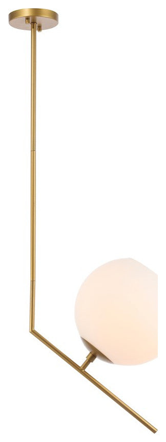 Living District LD8046D10BR 1 light Brass and Frosted White glass pendant