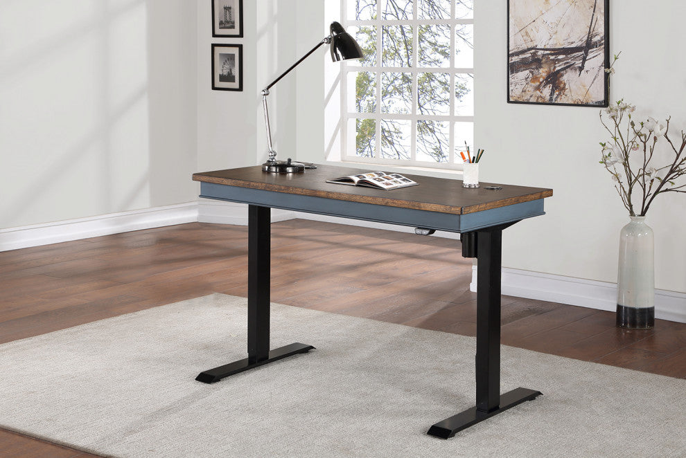 Farmhouse Electric Sit/Stand Desk Height Adjustable Table Blue