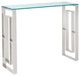 Elegant Console Table, Lattice Accented Stainless Steel Legs & Glass Top, Chrome