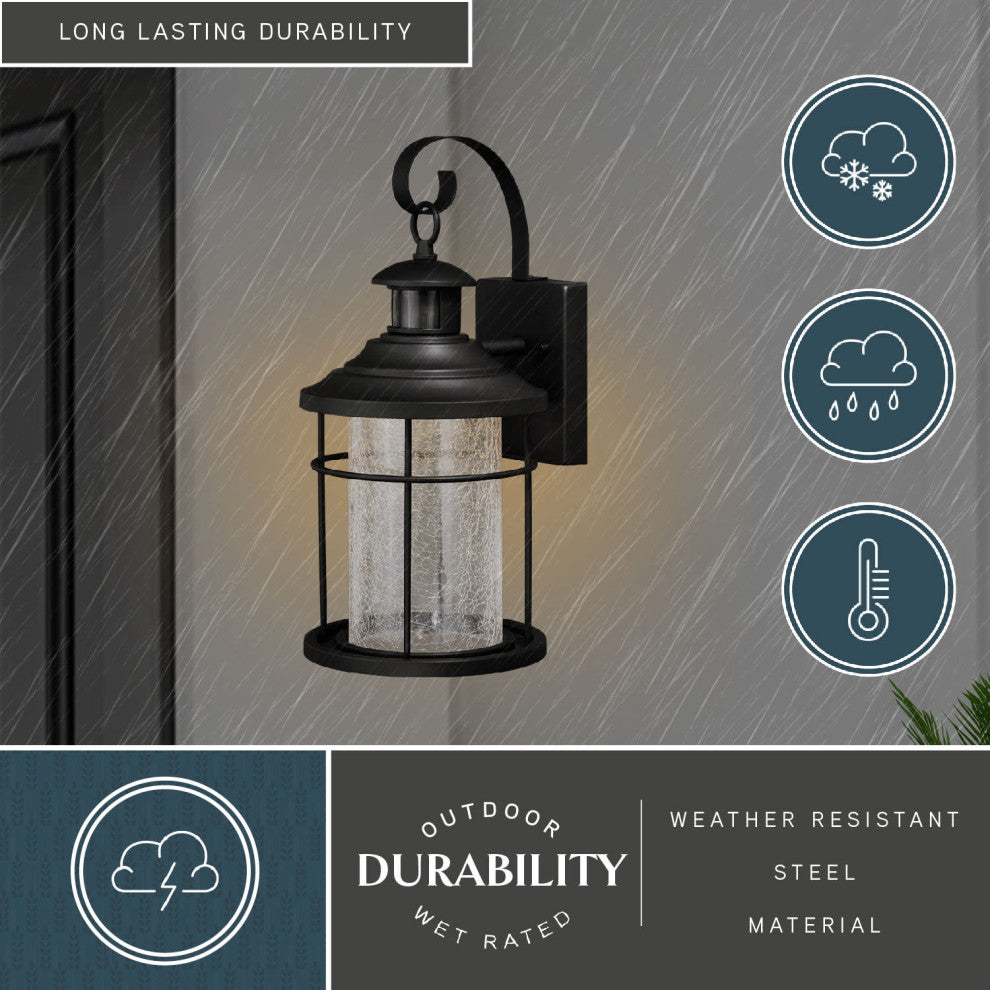 Melbourne Bronze LED Motion Sensor Coastal Outdoor Wall Light, 8Wx16.25Hx8.75D"