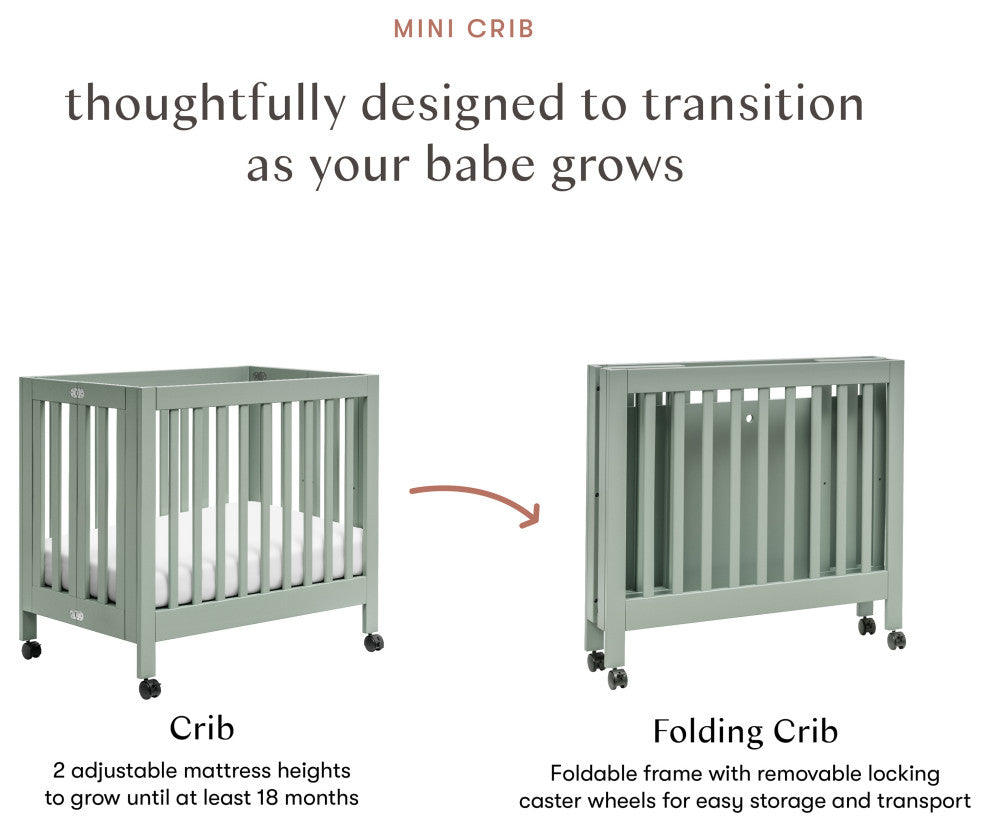 Origami Mini Crib, Light Sage