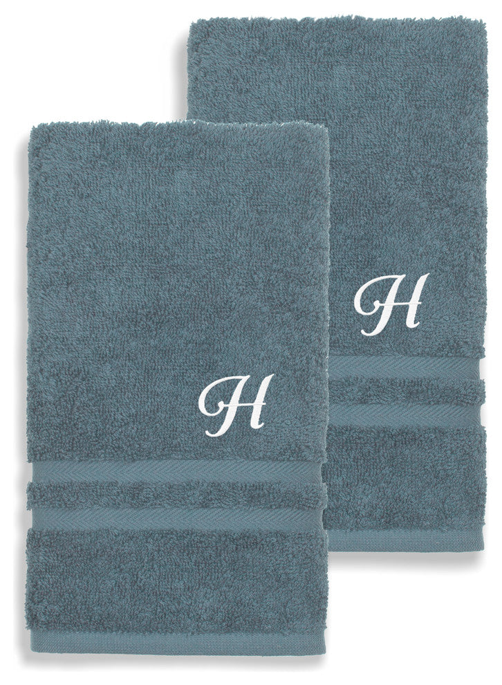 Denzi Hand Towels With Monogrammed Letter, Set of 2, H