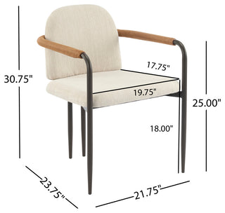 GDF Studio Modern Dining Chair With Iron Frame, Set of 2, Espresso/Beige