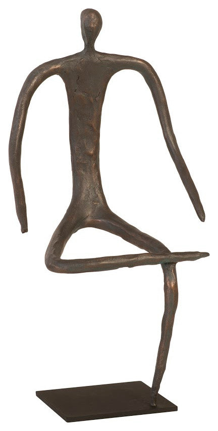 Abstract Figure on Metal Base, Bronze Finish, Leg Folded