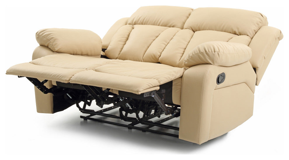 Daria 62 in. W Flared Arm Faux Leather Straight Reclining Sofa, Beige