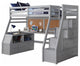 Twin Size Gray Finish Pine Wood Loft Bed