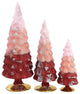 Christmas Red Glitter Gradient Trees Glass Set/3 Decorative Holiday Cd1607r