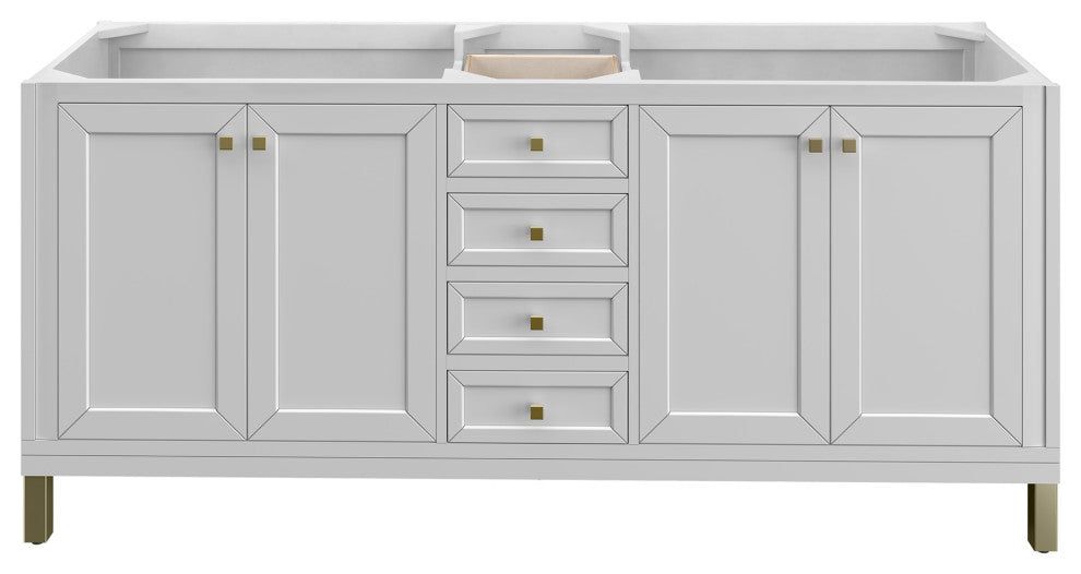 Chicago 72" Double Vanity, Glossy White, No Top