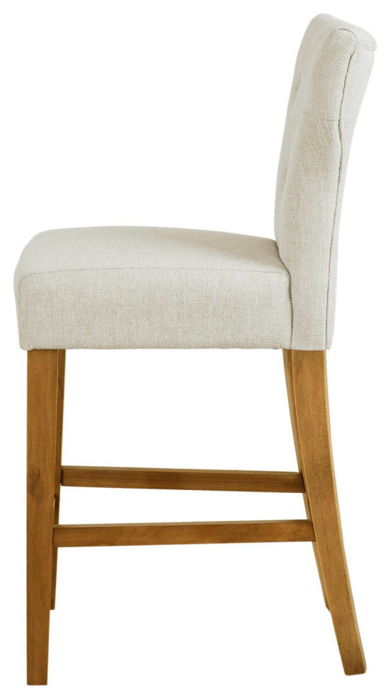 Madison Park Avila Tufted Bar Back Stools Counter Height Stool, Cream