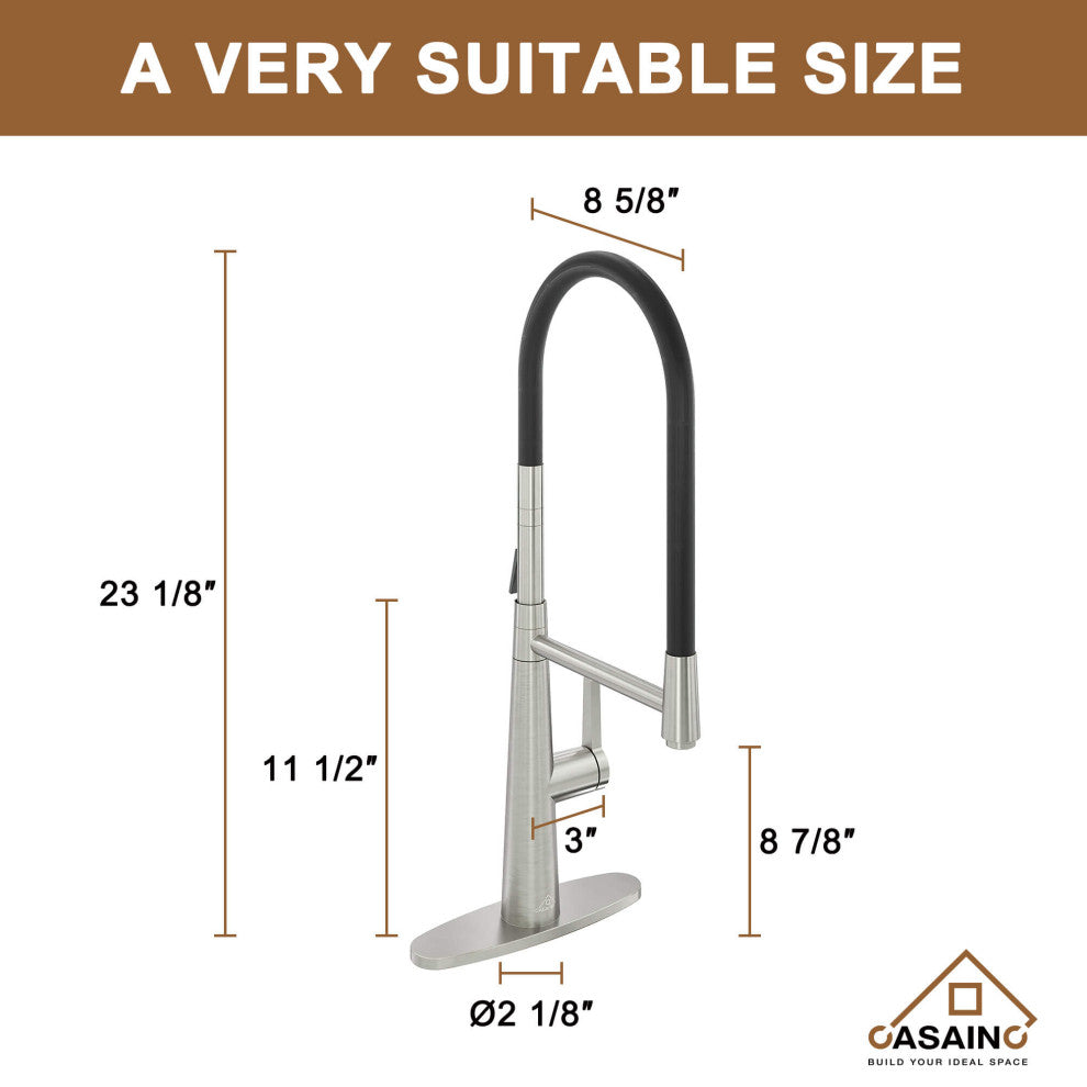 Single-Handle Standard Kitchen Faucet with Fast Mount and Deck Plate, Brushed Nickel