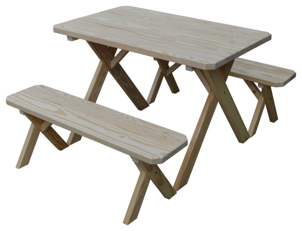 Pressure Treated Pine Cross Leg Picnic Table with Benches
