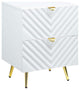 High Gloss Finish Nightstand With 2 Drawers, White