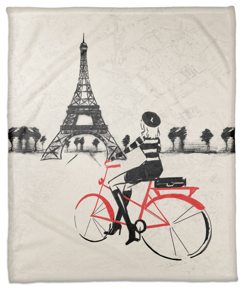 Parisian Red Bike 50x60 Coral Fleece Blanket