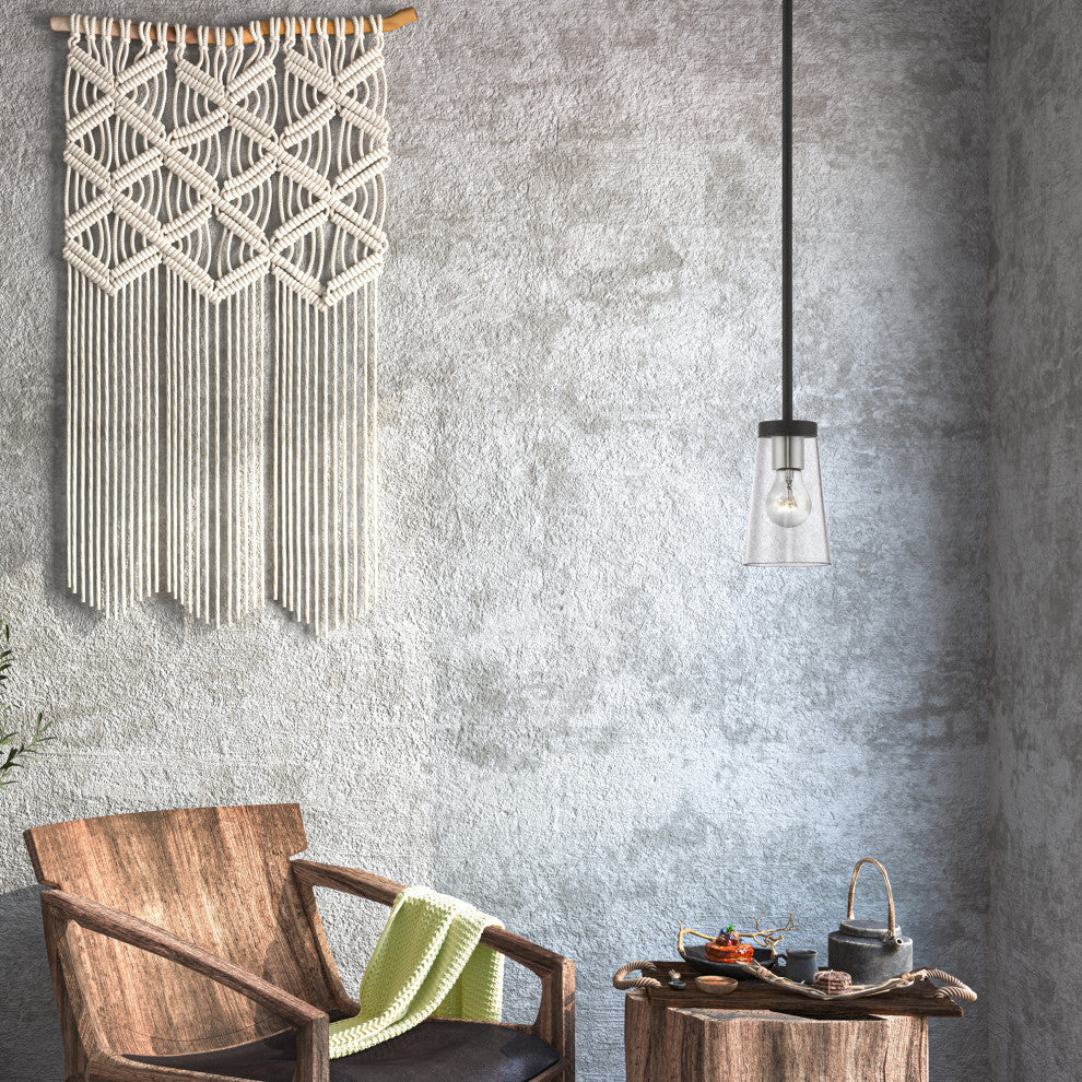 Cityview 1 Light Black With Brushed Nickel Accents Mini Pendant