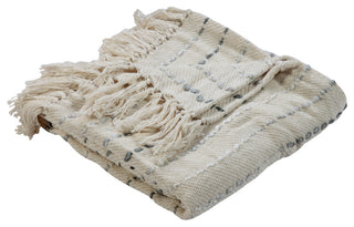 Shimmer Stripe Woven Throw Blanket with Fringe, Gray
