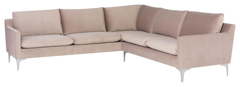 Anders Blush Fabric Sectional Sofa, HGSC675