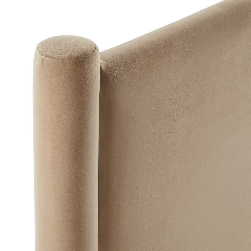 Rael Performance Velvet Queen Headboard, Taupe