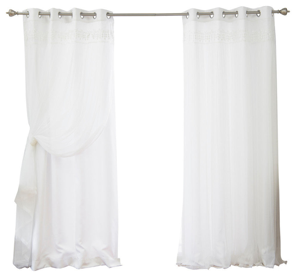 Lace Overlay Curtains, 96"