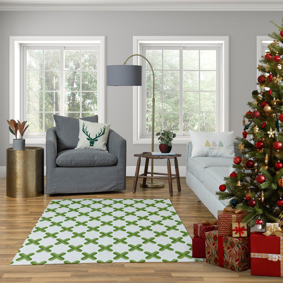 Cool Dude Holiday Reindeer Decorative Throw Pillow, Dark Green, 18"x18"
