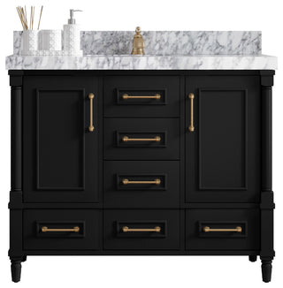 Aberdeen 42 Single Sink Bath Vanity in Black 2" Pearl Gray
