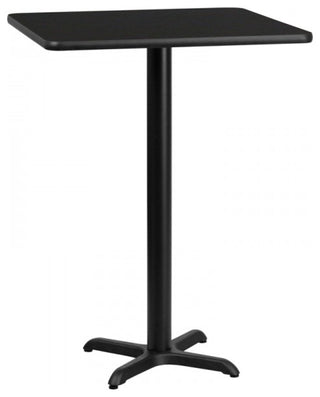 30'' Square Black Laminate Table Top with 22'' x 22'' Bar Height Table Base