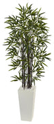 5.5' Black Bamboo Artificial Tree, White Tower Planter