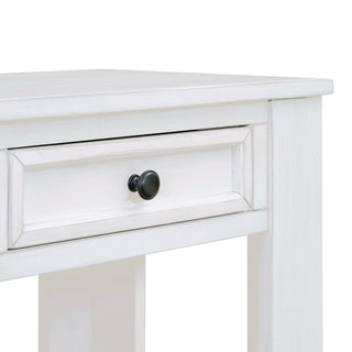63"x30" Rustic Chic Console Table with Drawers and Shelf for Entryway Hallway, Antique White