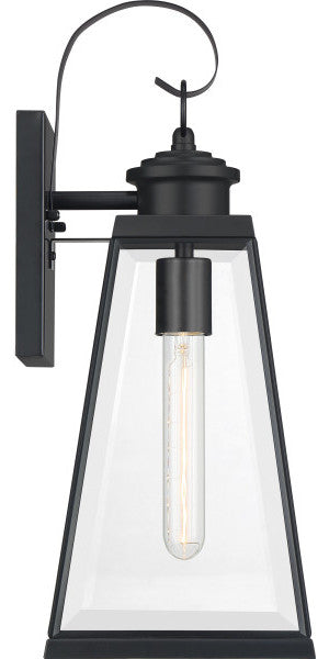 Quoizel PAX8407MBK One Light Outdoor Wall Lantern, Matte Black Finish