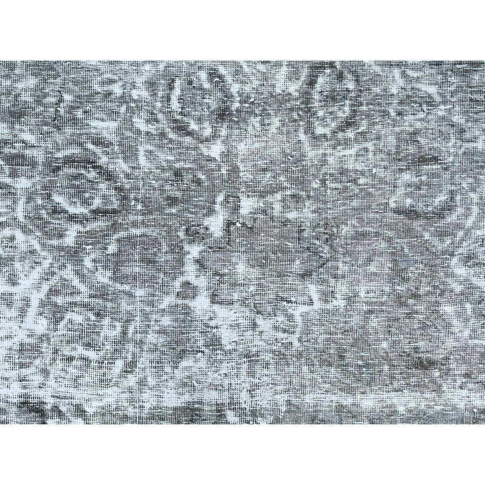 Stone Gray Worn Wool Hand Knotted Semi Antique Persian Tabriz Rug, 9'3"x12'0"