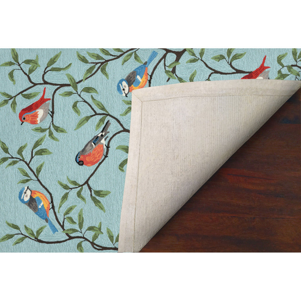 Ravella Birds On Branches Indoor/Outdoor Rug, Aqua, 2'x8' Runner
