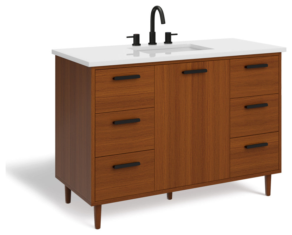 The Darby Bathroom Vanity, Teak, 48", Single Sink, Freestanding