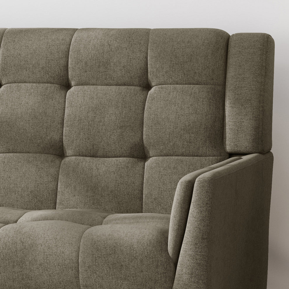 GDF Studio Evelyn Mid Century Modern Fabric Loveseat, Mocha/Walnut