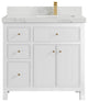 Sonoma 36 Right Offset Reeded  Bath Vanity in White 2" Calacatta Nuvo