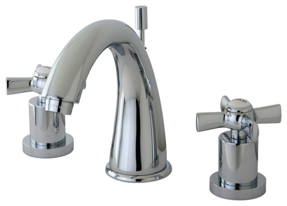 Kingston Brass Widespread Bathroom Faucet With Brass Pop-Up, Polished Chrome