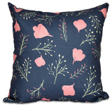 Spring Blooms, Floral Print Pillow, Navy Blue, 16"x16"