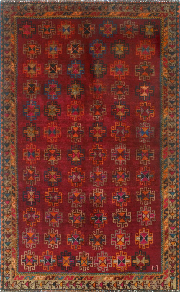 Fine Vintage Distressed Farhod Red Rug