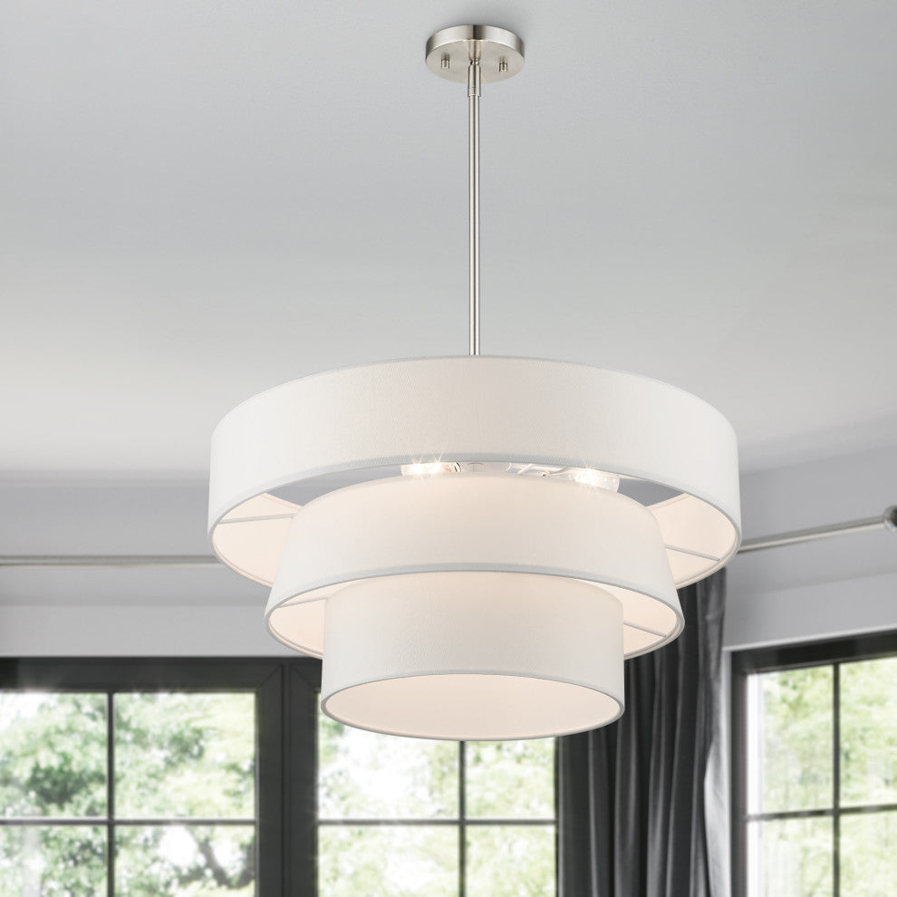 Livex Lighting Warrenville 4-Light Brushed Nickel Pendant Chandelier