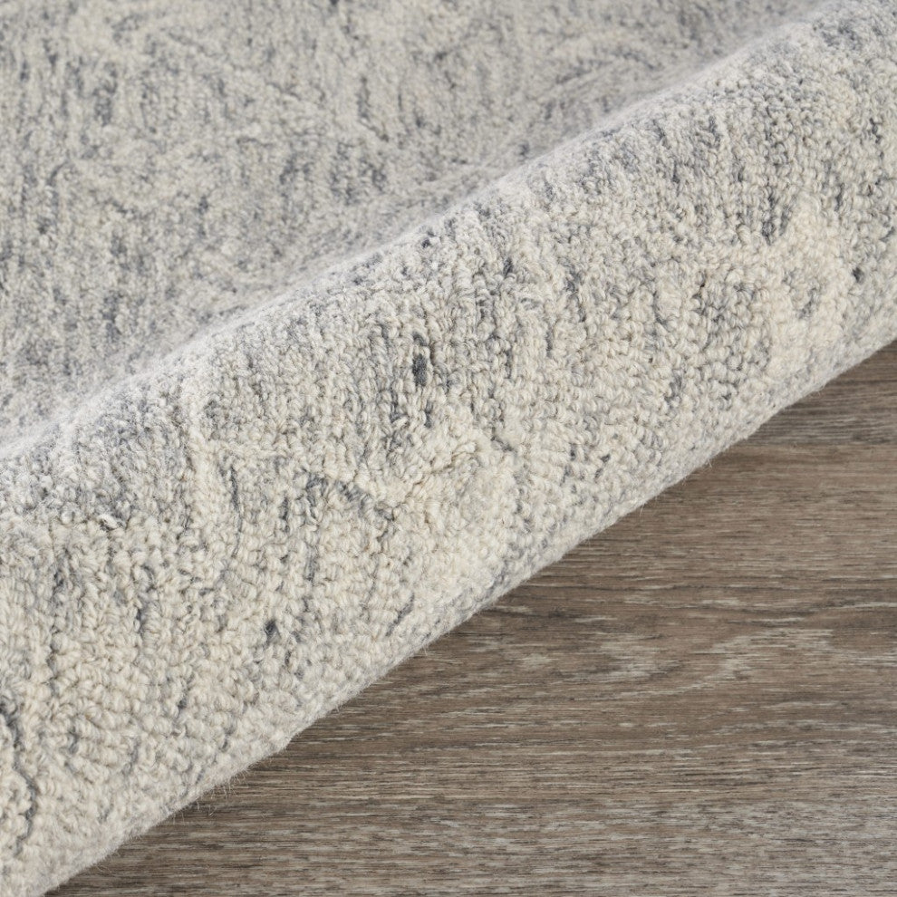8??Round Gray Floral Finesse Area Rug