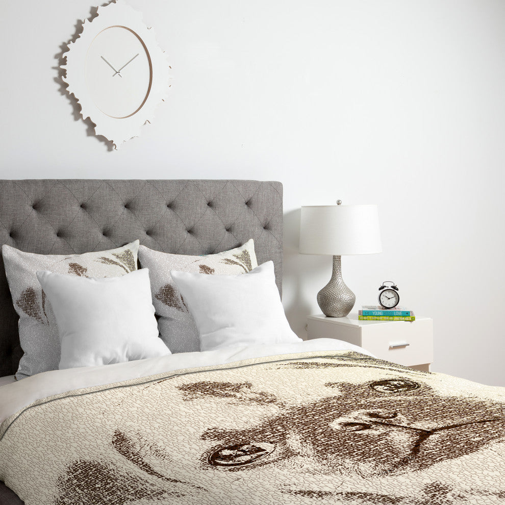 Deny Designs Belle13 The Intellectual Pug Duvet Cover - Lightweight