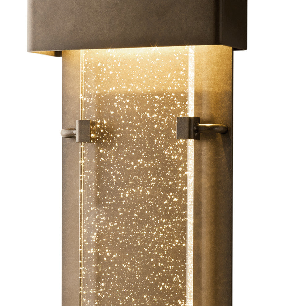 Ursa Large LED Outdoor Sconce, Coastal Dark Smoke Finish, Seeded Clear Glass