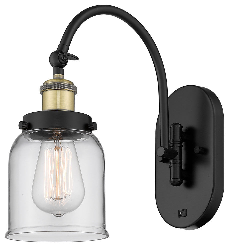 Bell Sconce, Black Antique Brass, Clear, Clear